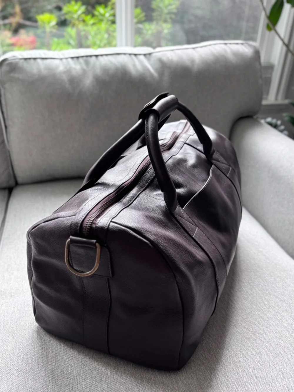 Quince Nappa Leather Duffle Bag Dark Brown New With Tags - Picture 13 of 14